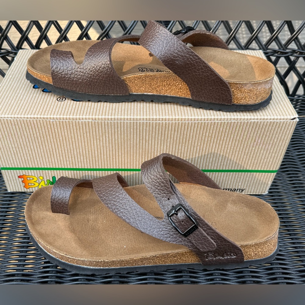 Birki’s by Birkenstocks Fuji Birko-flor pebble grain brown natural cork size 7 - Picture 2 of 10